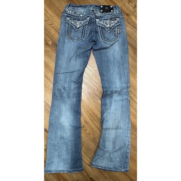 Miss Me JES641BL Boot Bootcut Jeans Bling Embroidered Size 25 - Picture 3 of 7